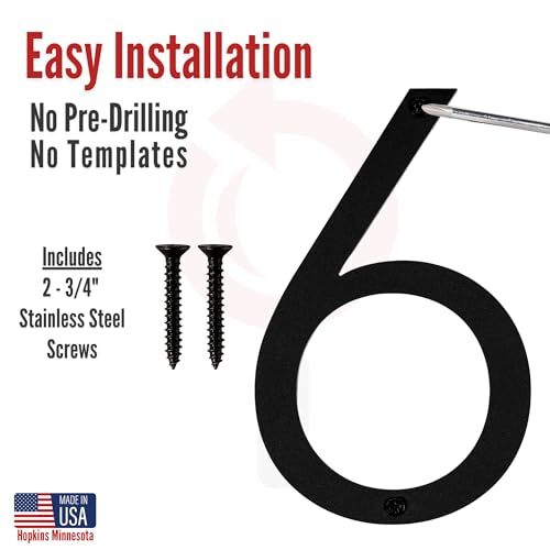 5″ () Modern Address House Numbers for Outside – Easy to Install 3D Matte 6
