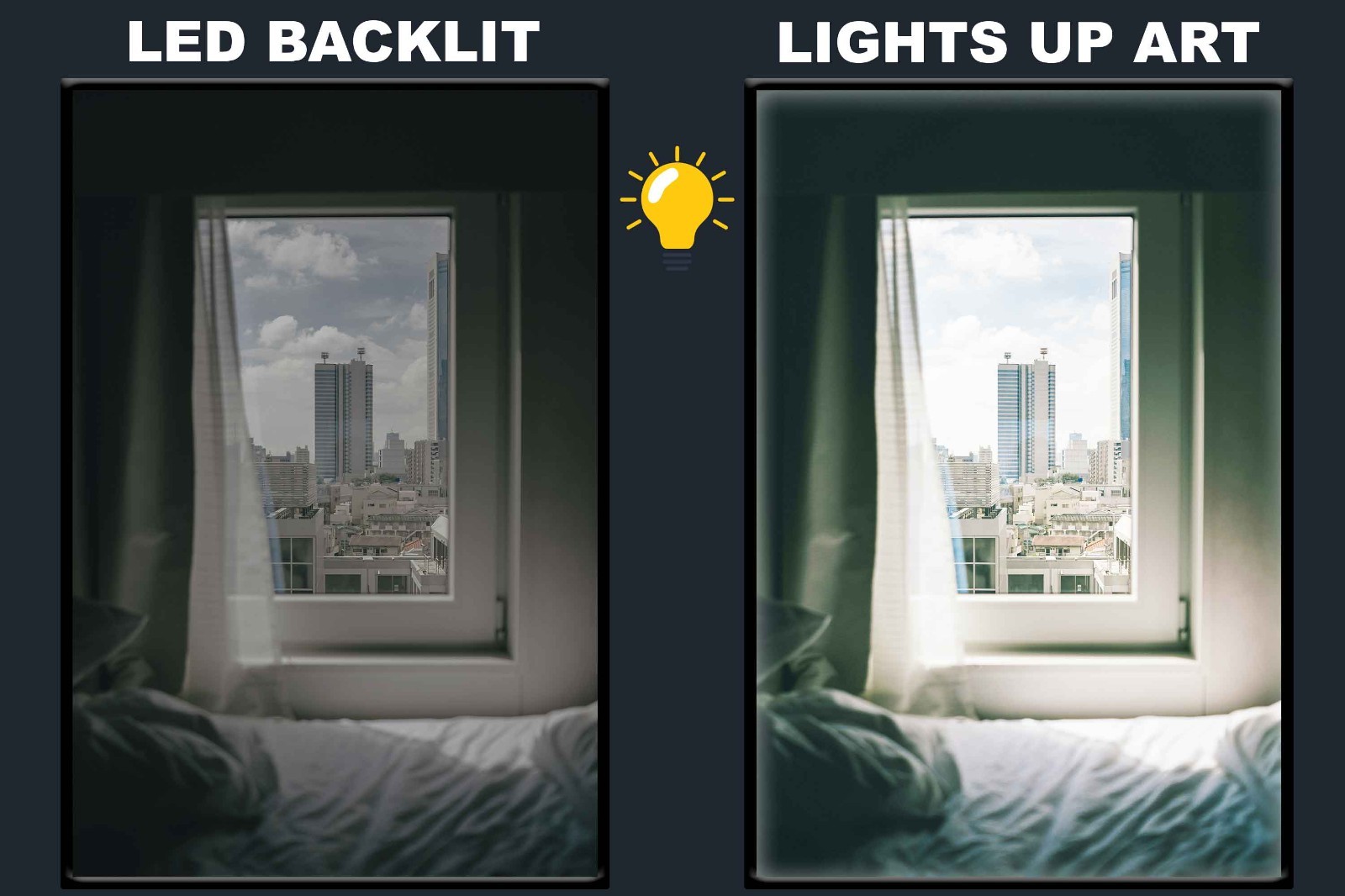 LED Backlit Window View Wall Art Lighted Frame – bedroom city view