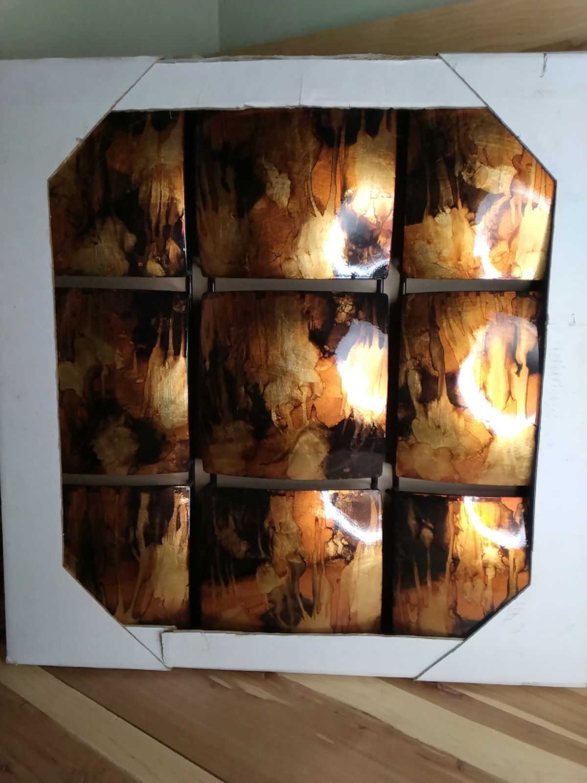 Handcrafted Multi-panel Metal Wall Art Abstract Metal 25×25 Square Burgundy…