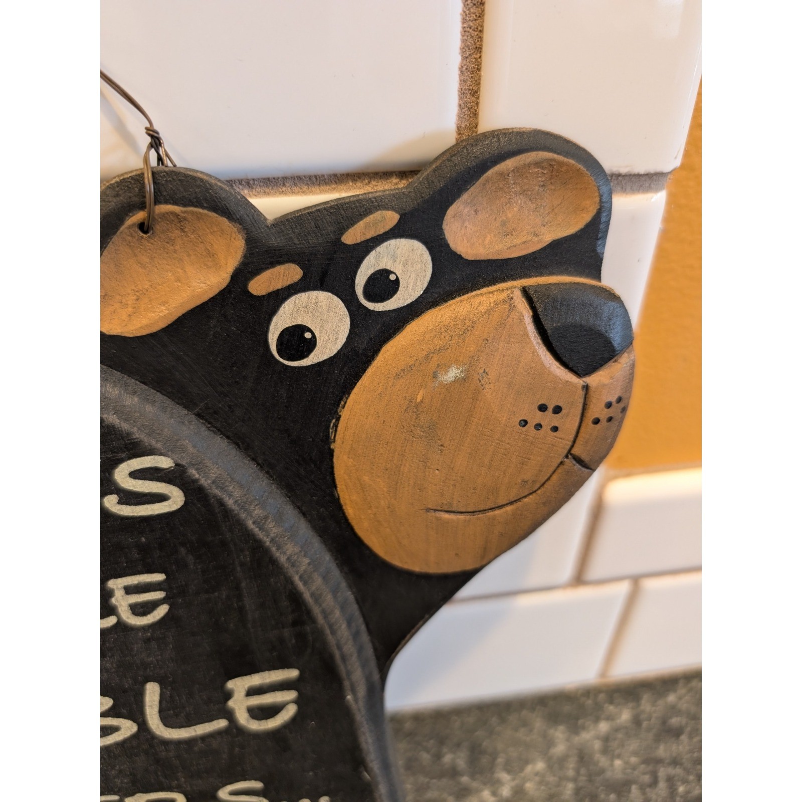 Rustic Wooden Black Bear Wall Sign Some Days Are More Bearable Than Others Pun