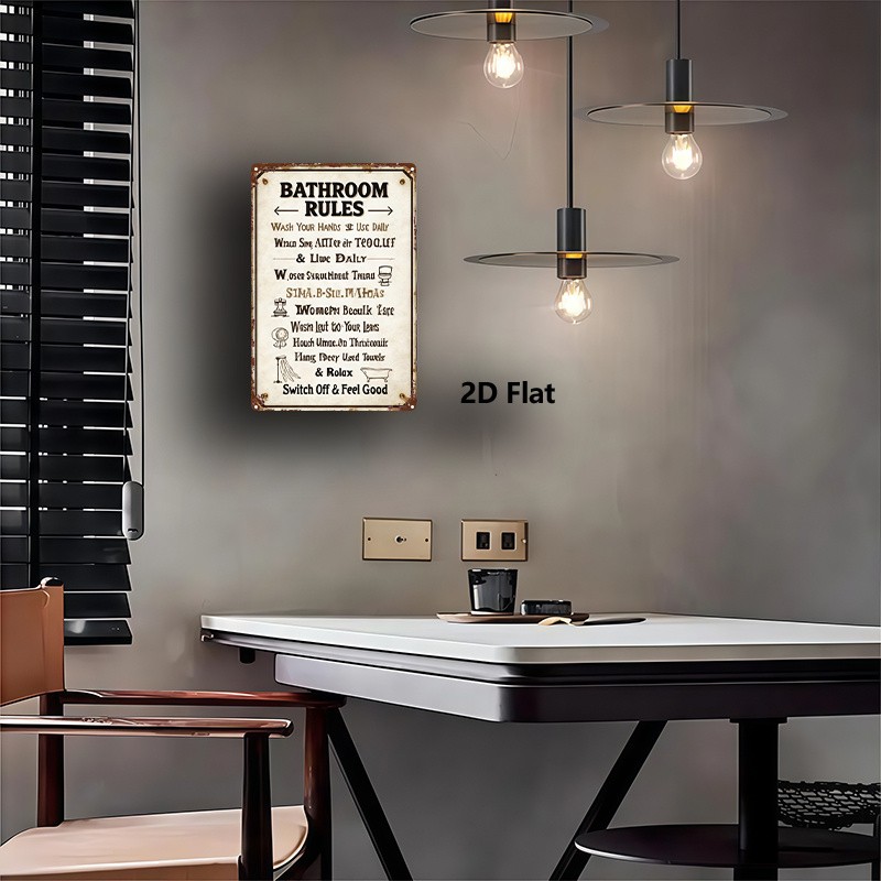 Metal Bathroom Sign Vintage English Decor 8X12 Inches