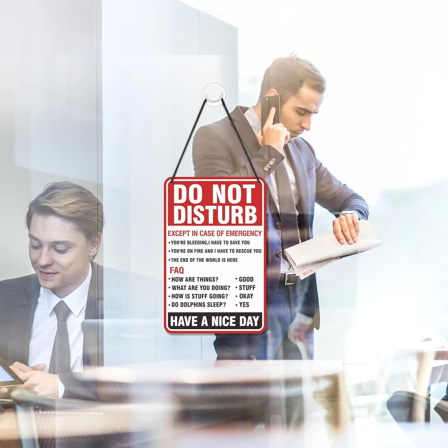 Do Not Disturb Door Hanger Sign, Available Please Knock Sign, Double-Sided PVC F