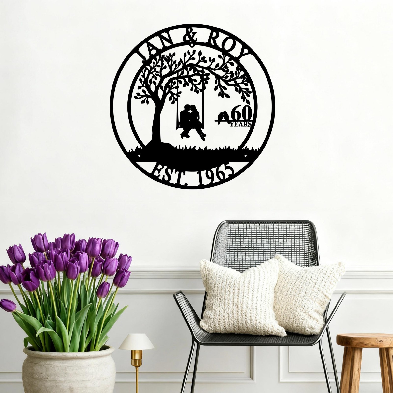 Personalized Bird Couple Metal Art, 50th Anniversary Gift Sign