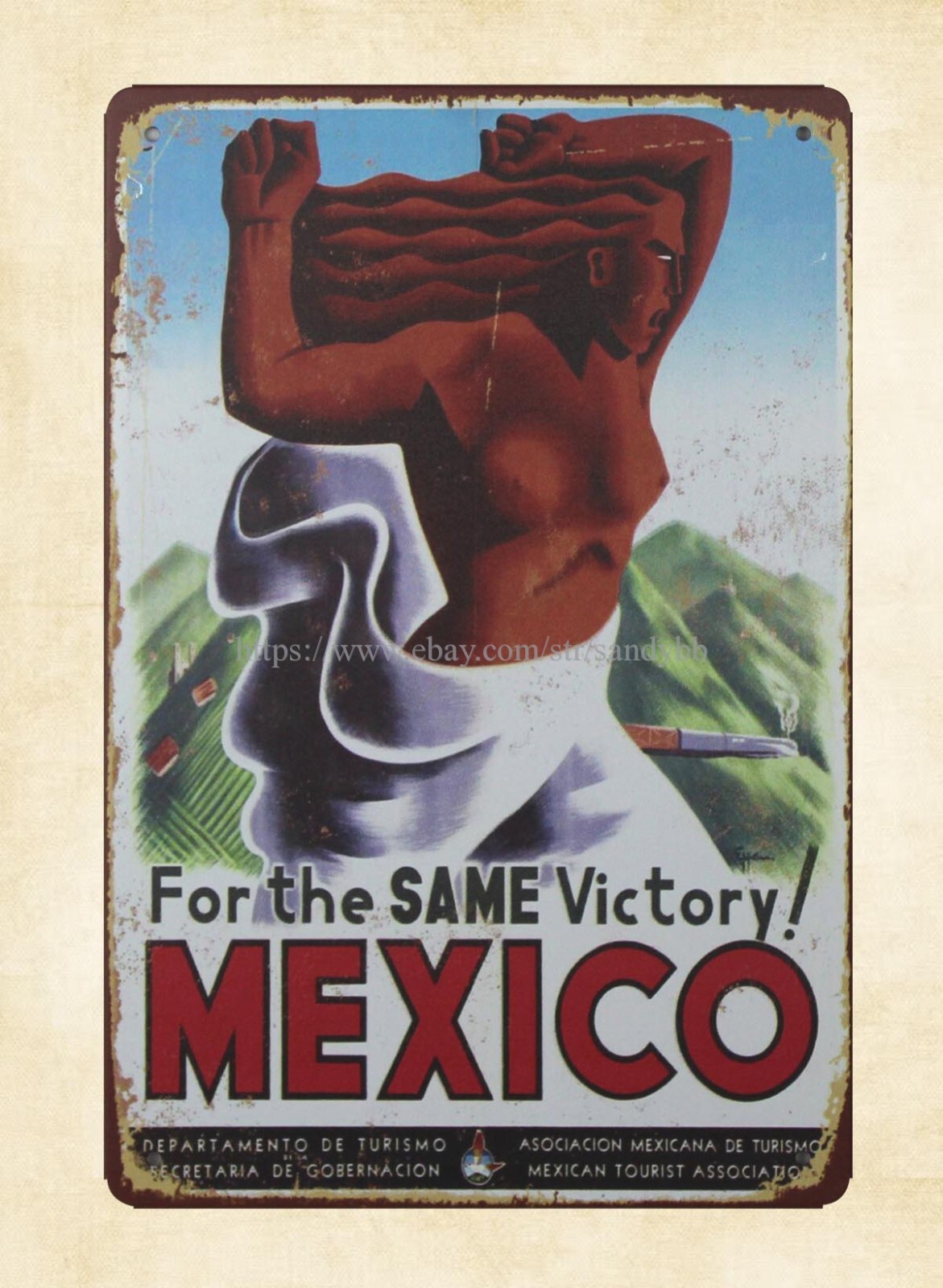 shop wall art For The Same Victory Mexico tourisam travel metal tin sign