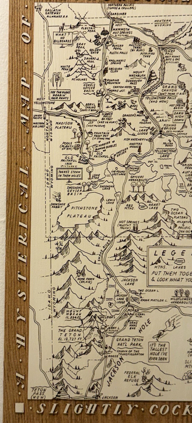 YELLOWSTONE SOLID WOOD FUN ENGRAVED MAP/WALL ART – JH Listed Separately-Unique!