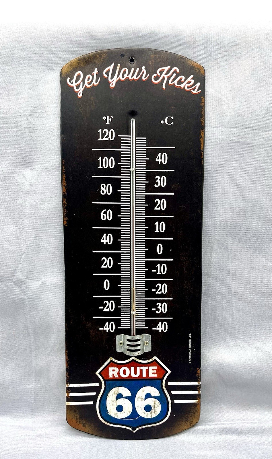 Route 66 Metal Wall Thermometer Get Your Kicks Decor 12”x4”