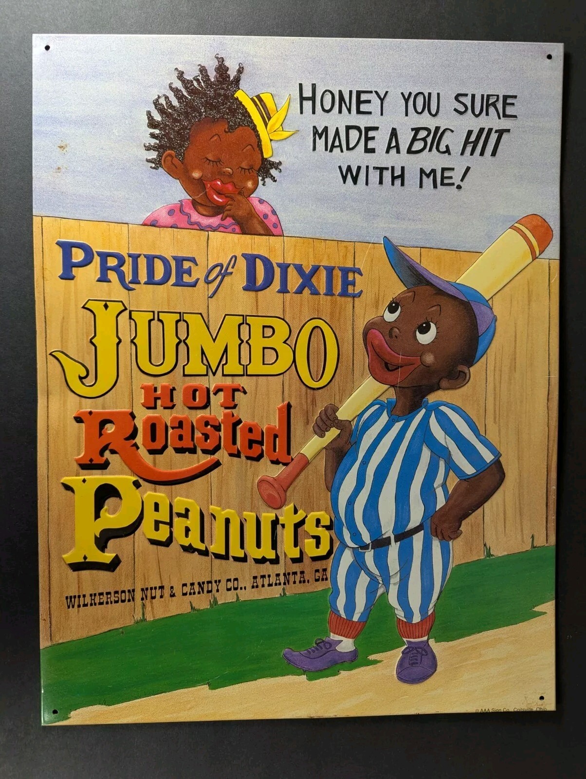 Pride of Dixie sign 16” tall x 12-1/2” wide Marked AAA Sign Co. Coitsville, Ohio