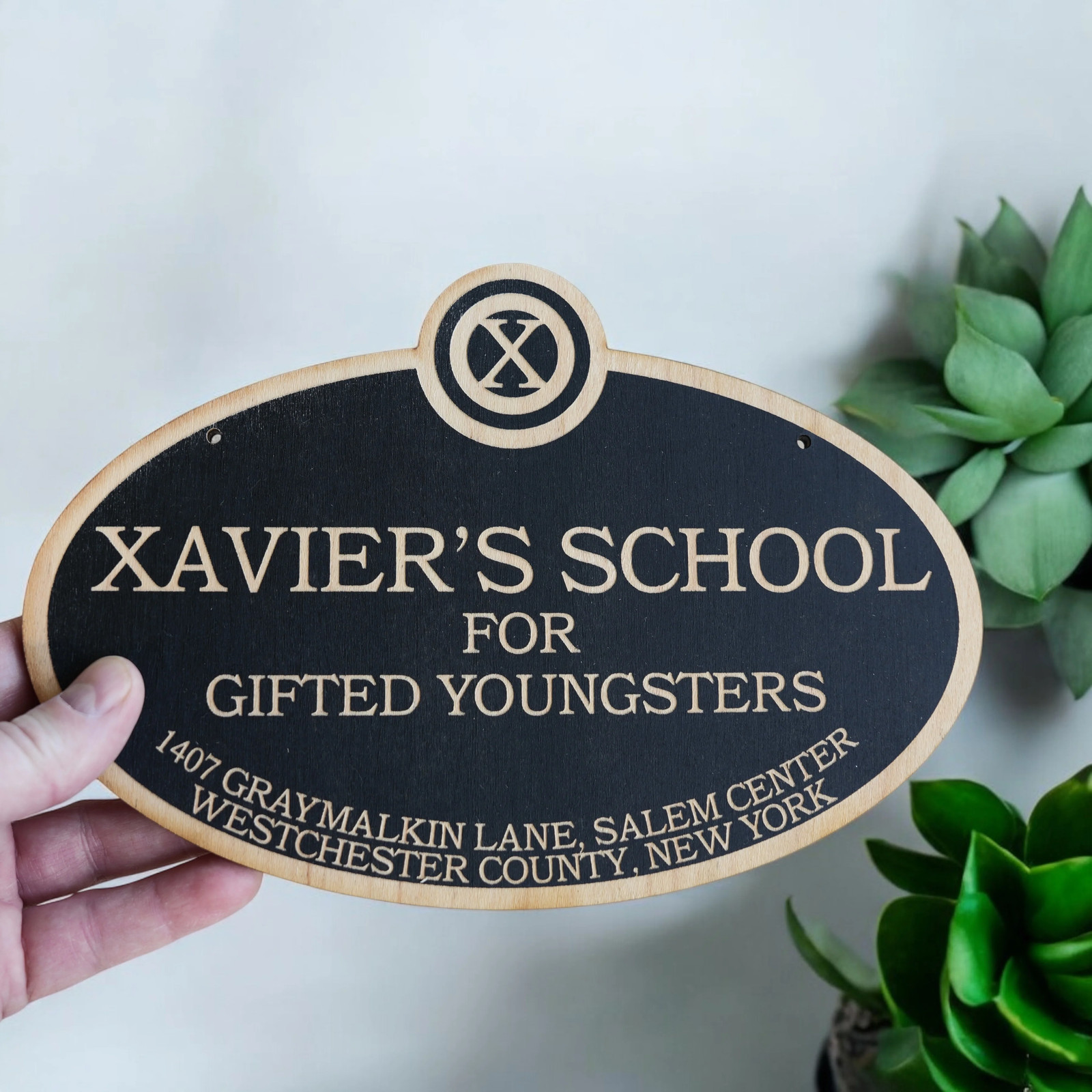 Xavier’s School for Gifted Youngsters – Black Door Sign 6x9inches