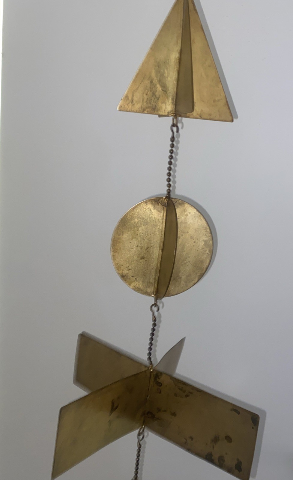 Vntg Geometric Shapes Metal Hanging Sculpture Chain Adjustable 46” RARE! MCM