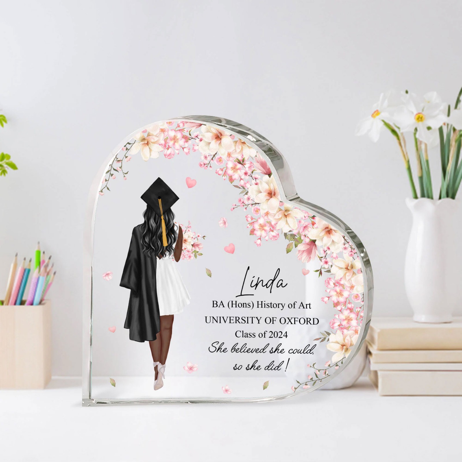 Personalized Graduation Heart Acrylic Plaque Gift for Her Him College Graduation