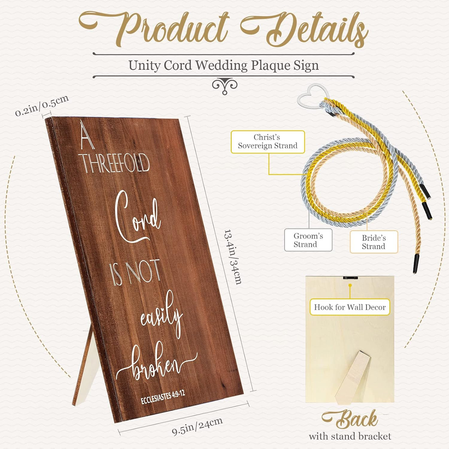 Yookeer a Cord of Three Strands a Threefold Cord Wedding Unity Sign Marriage Art