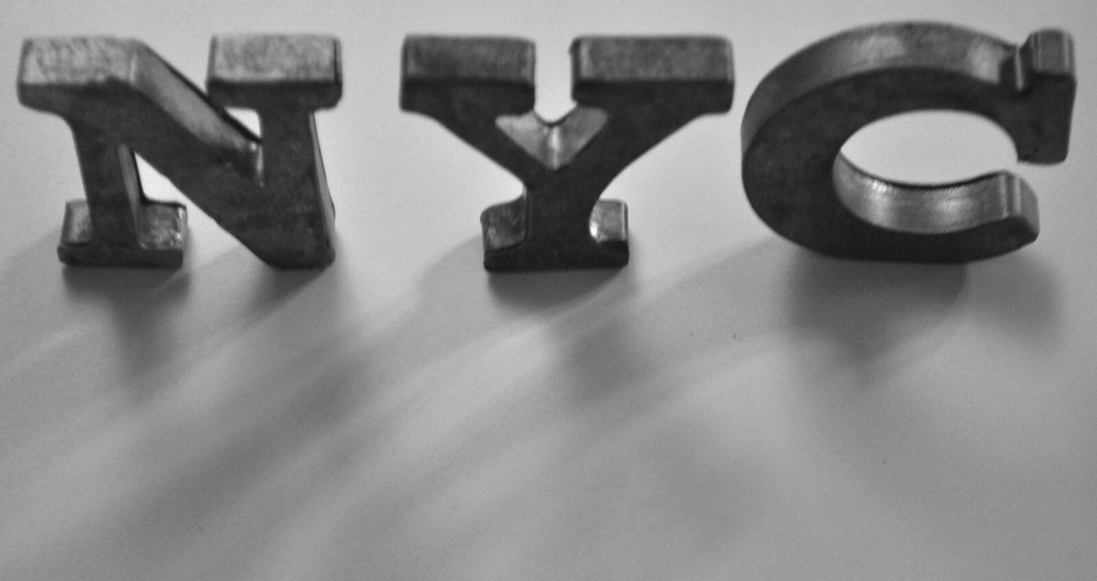 NYC Distressed Galvanized Steel 3 Letter Display Decorative L 2 1/4″ W 2 /14″