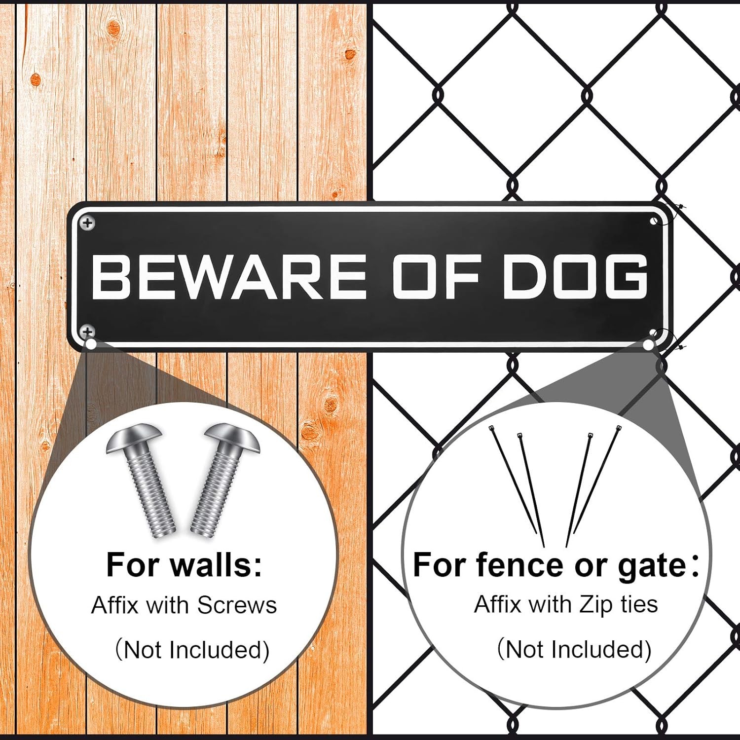 Beware of Dog Aluminum Sign – Not Responsible Warning 12 x 3 inches, Black