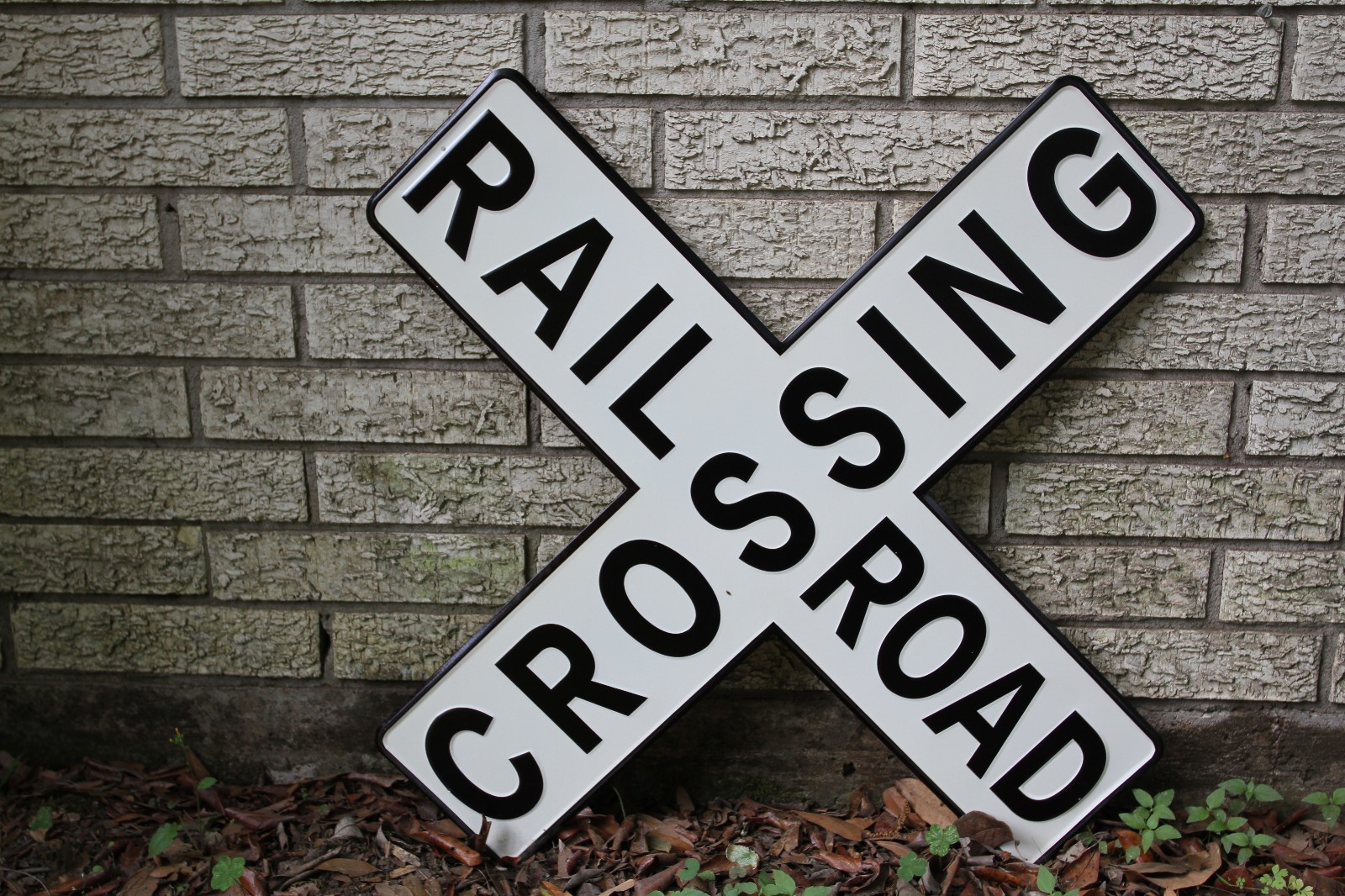 1-Large RAILROAD CROSSING Enameled Wall Sign,Collectible,Free Ship,RRW-T