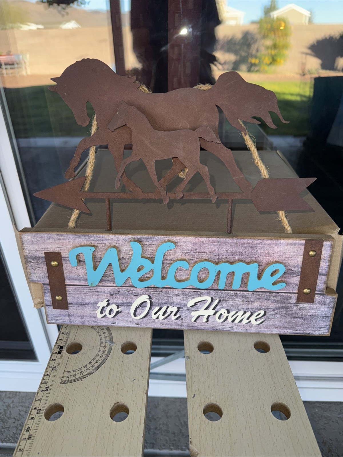 Home Barn Decor Welcome To Our Home Horse And Foal Wood And Metal Signage NEW