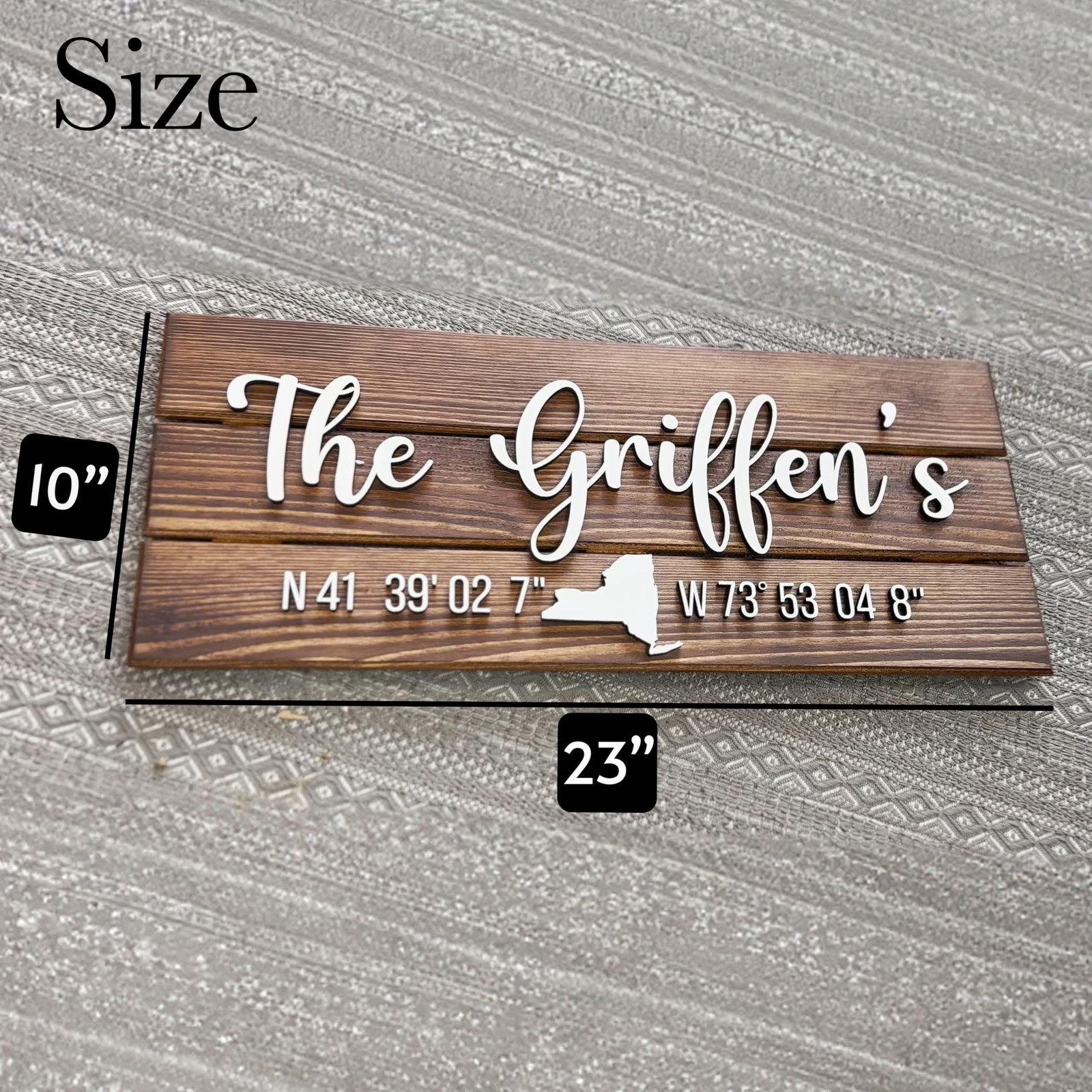 Custom Coordinates Sign Family Name Latitude Longitude Anniversary 23×10″