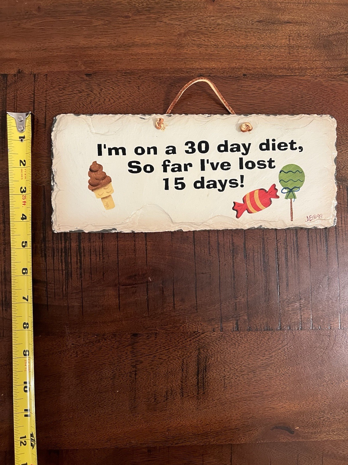 Plain Jane Hand Cut Slate Funny Wall Plaque-I’m On A 30 Day Diet