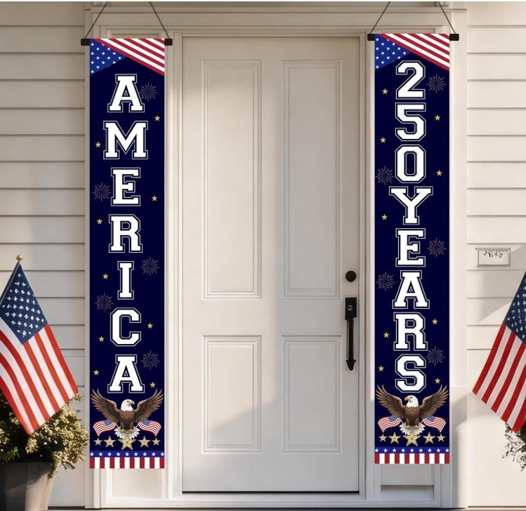 250Th Anniversary Banner, 1776-2026 American Patriotic Door Sign Hanging Decorat