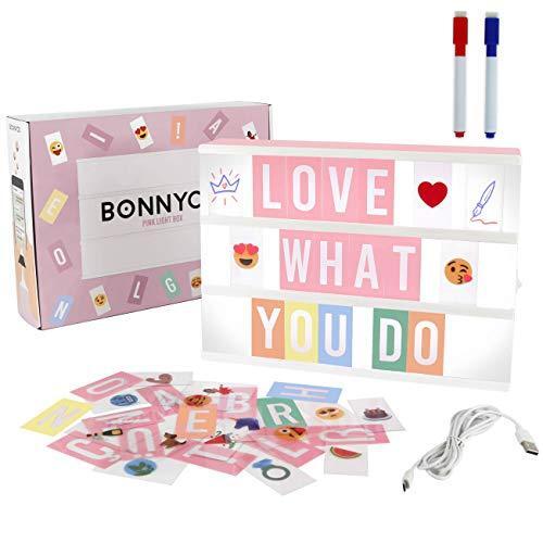 Pink Cinema Light Box with 400 Letters & Emojis & 2 Markers – BONNYCO | Led
