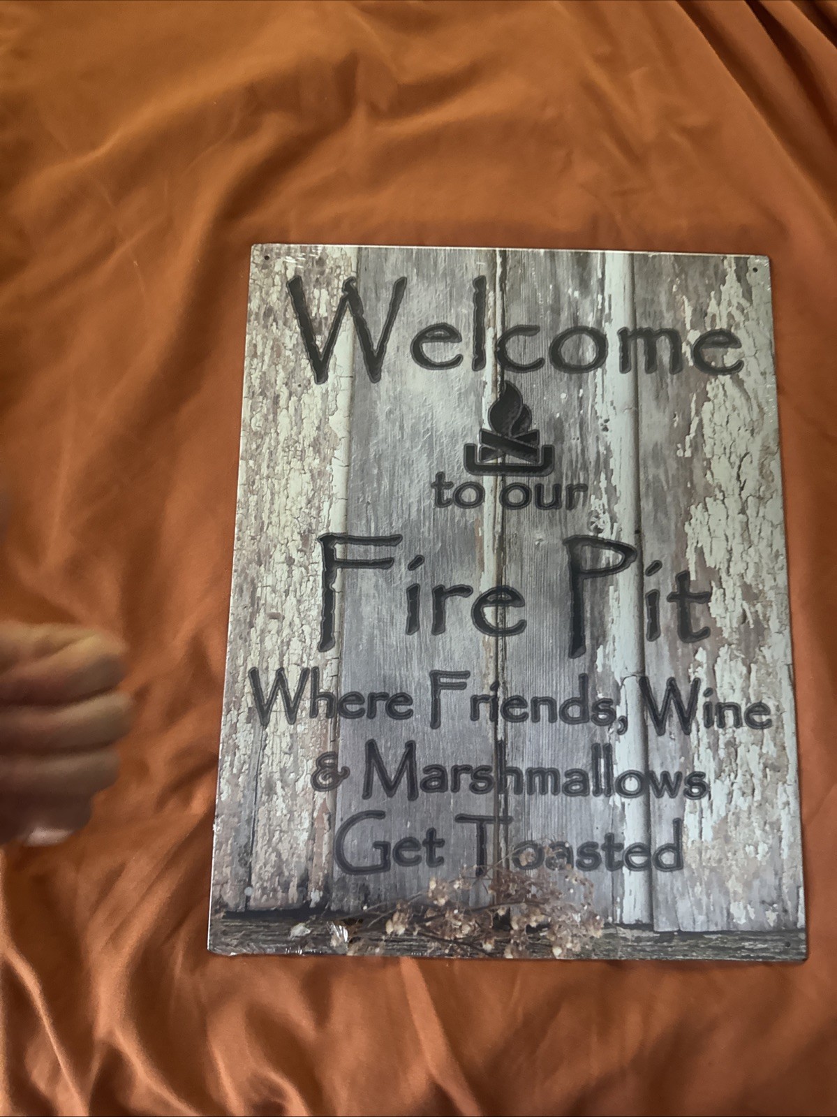 New Welcome To Our Fire Pit Decorative Metal Tin Sign Made in the USA