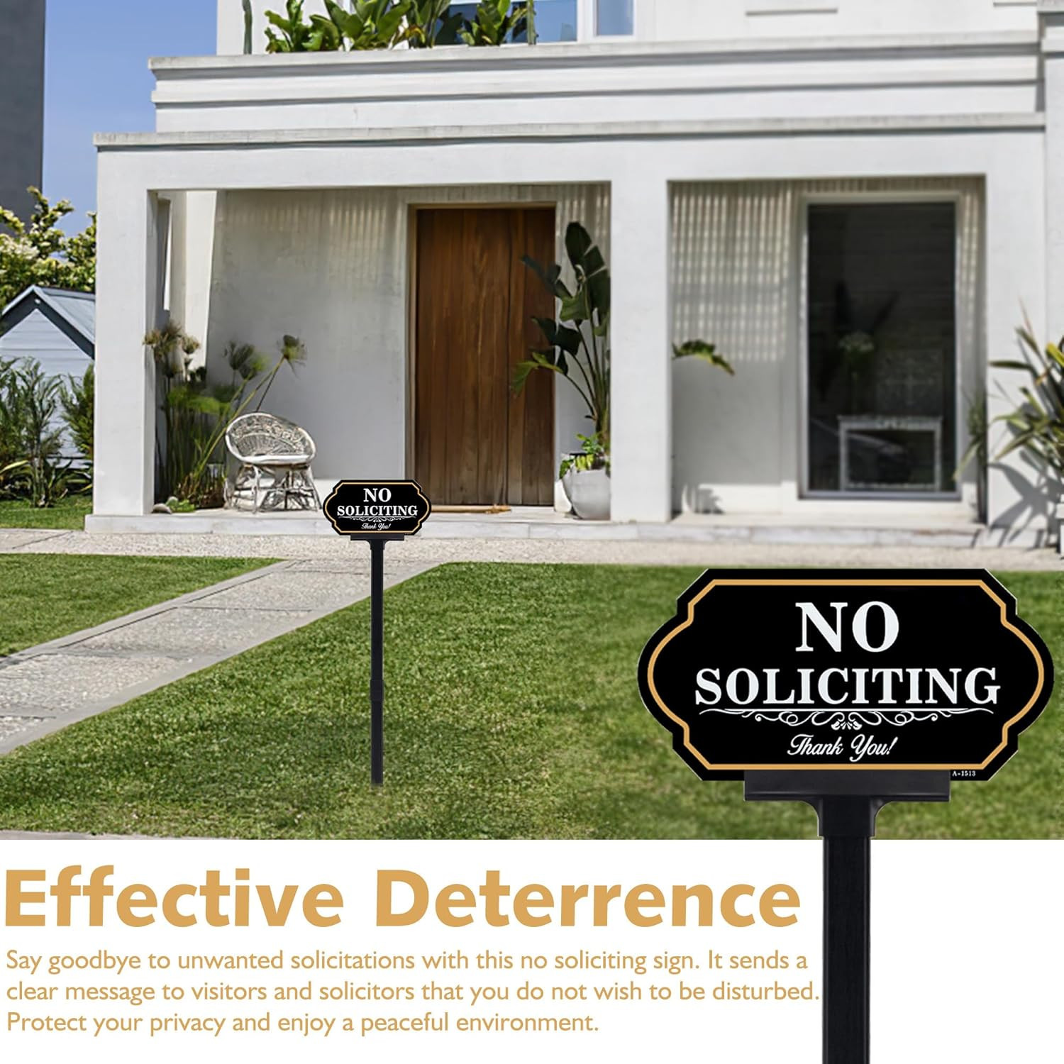 No Soliciting Sign for House with Stake – 50-Mil Thick Aluminum – 5X10 Inch/37 I
