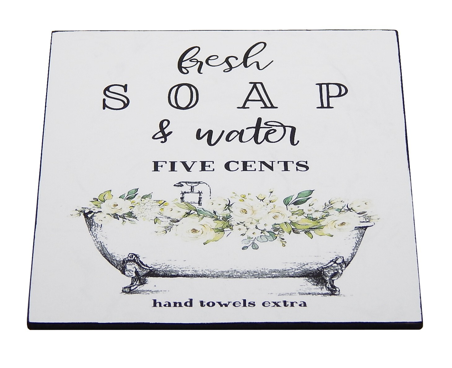 Fresh Soap & Water Bathroom Toilet Sign Shelf Sitter Wall Art Decor Print 5″x5″