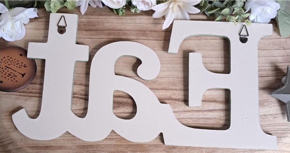 Wood “Eat” Wall Sign, White/Green Botanical, Farmhouse Hanging Kitchen Decor