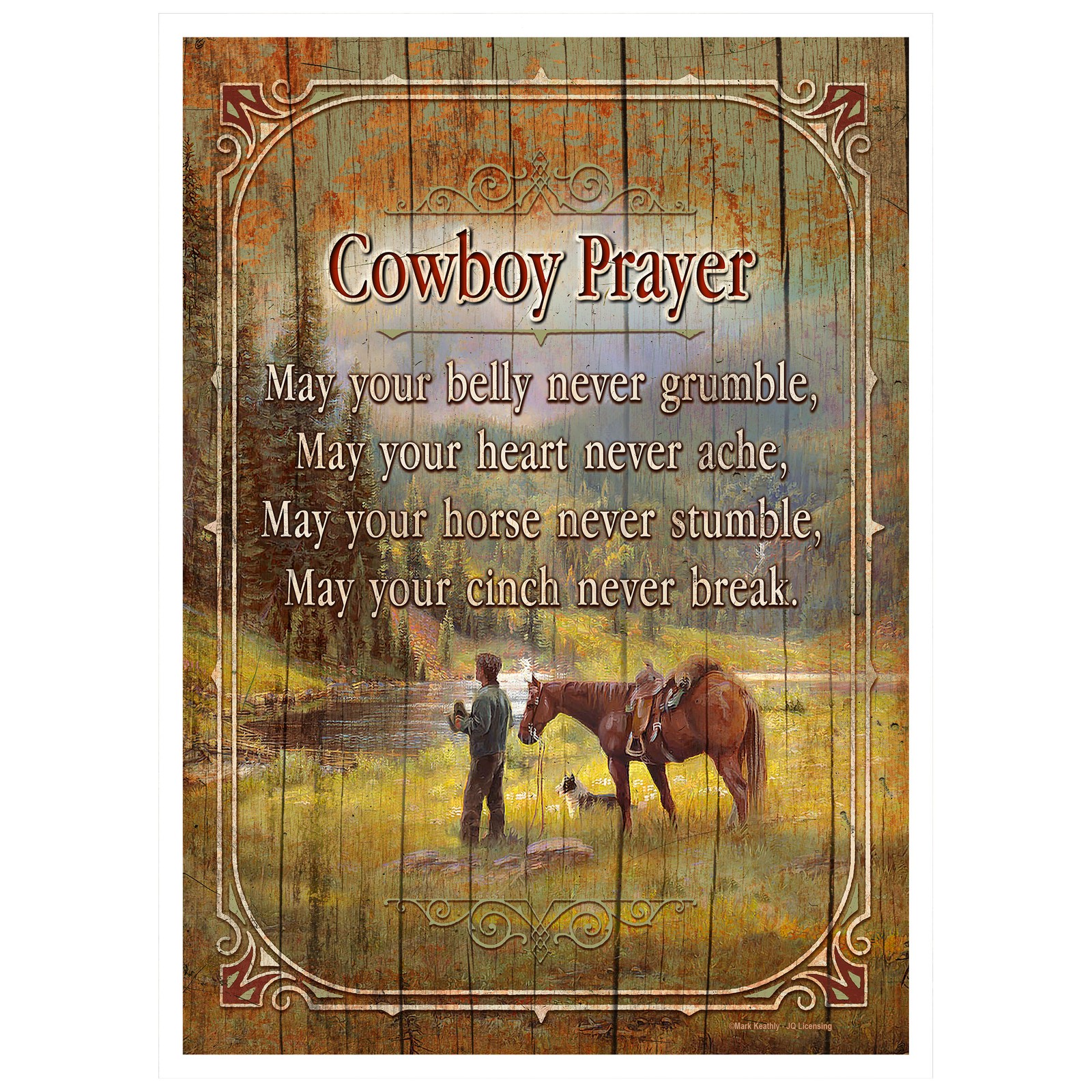 Rivers Edge Products Wall Hanging Wood Sign Rustic Decor 12×17 Cowboy Prayer