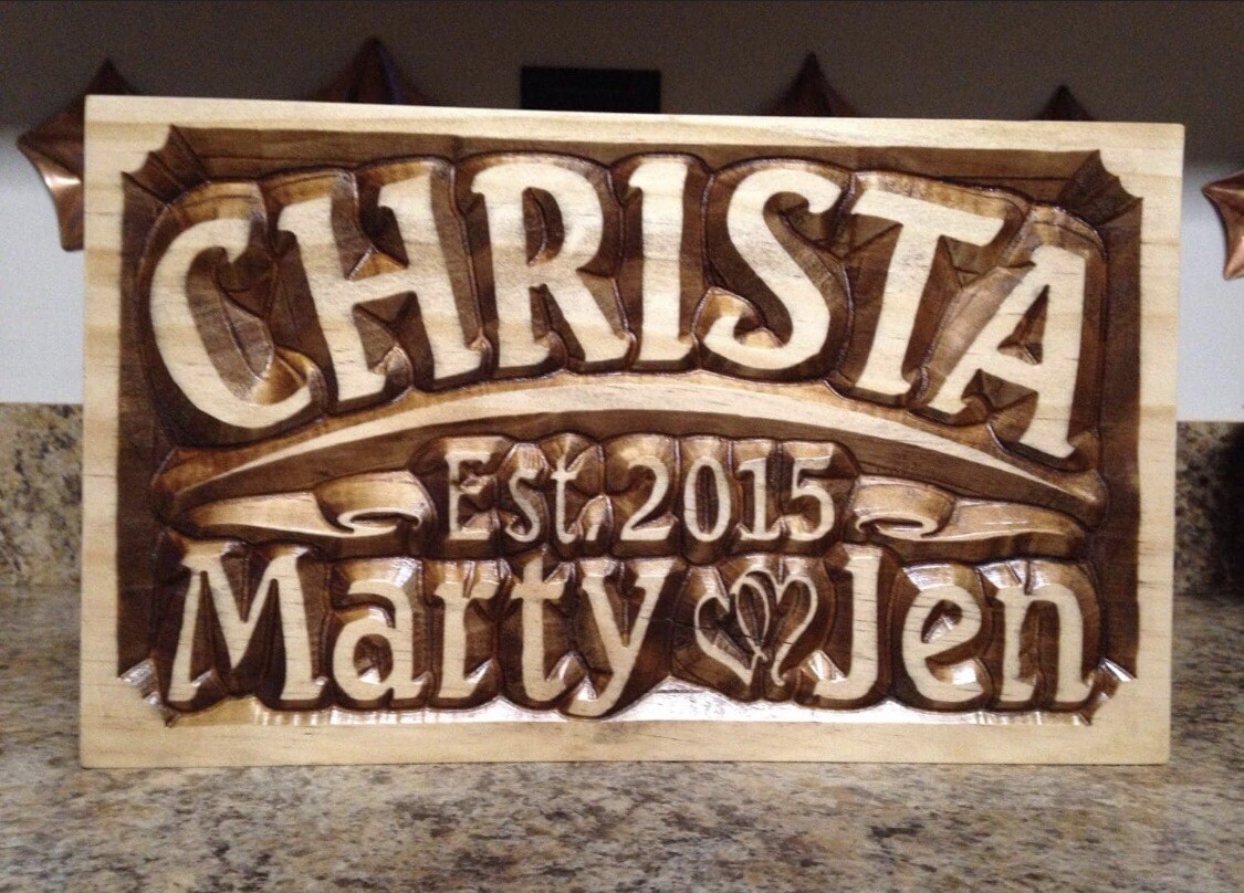 Personalized Wedding Gift Family Name Signs Carved Custom Wooden Sign Last Name