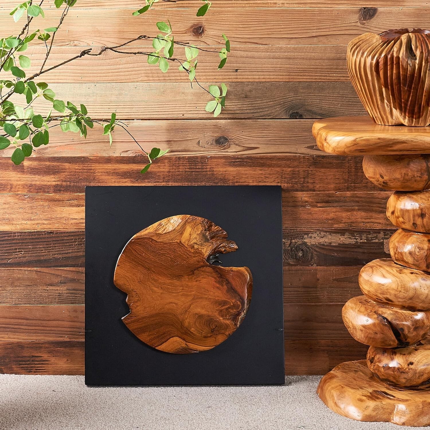 Rustic Teak Wood Wall Decor 17”x 17” Farmhouse Live Edge Wall Art Decor Gifts