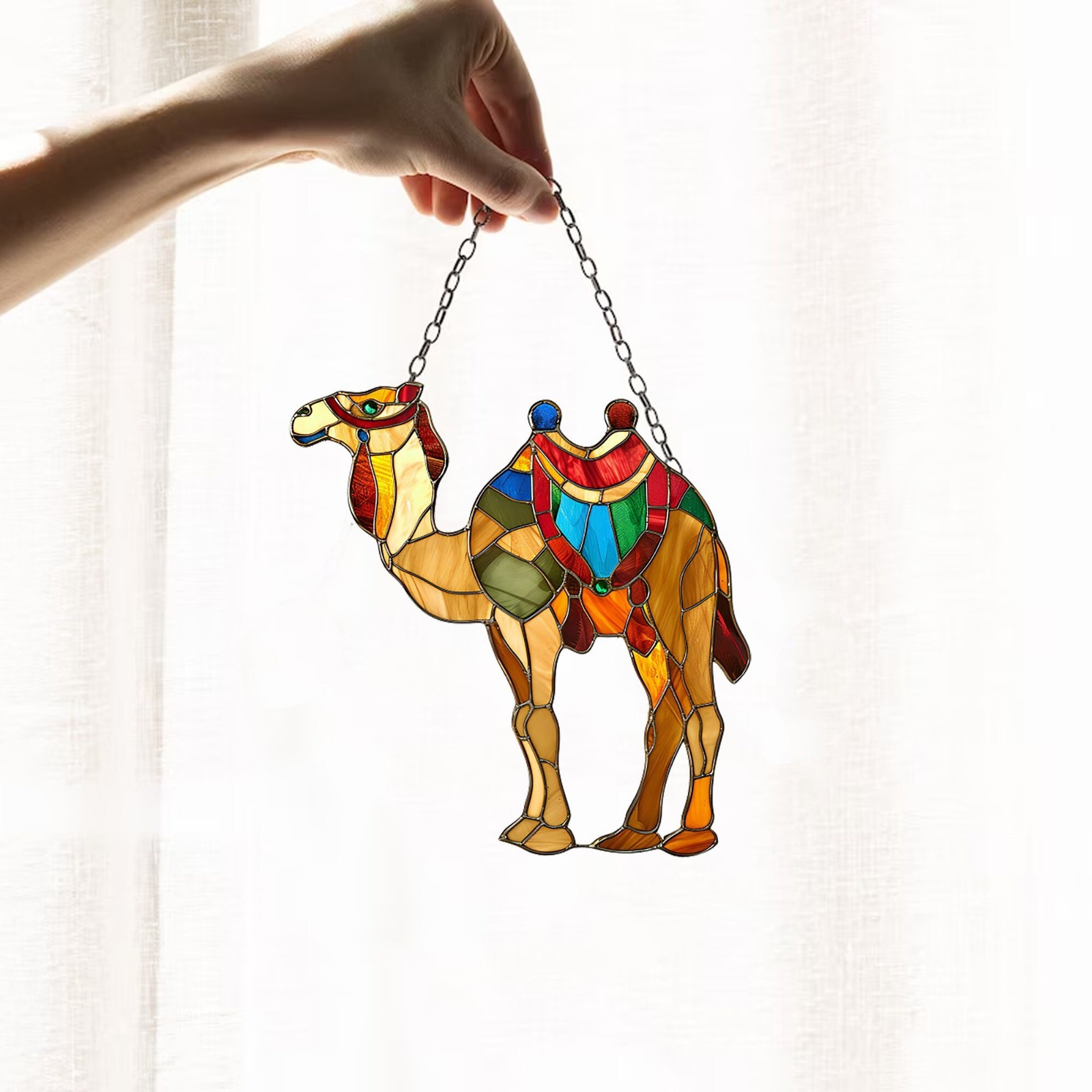 Camel Window Hanging: Desert Animal Acrylic Ornament, Gothic Decor