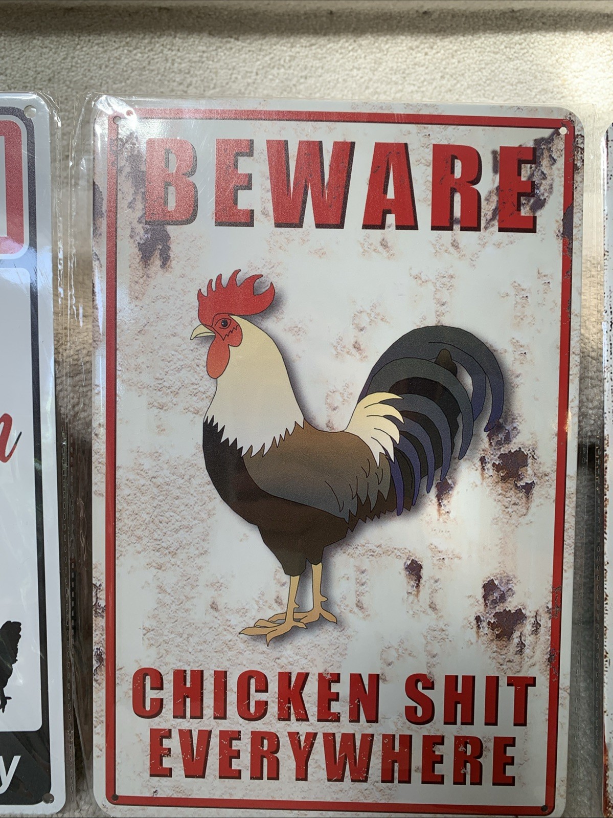 Chicken Coop Signs 3 PCS Set, 8×12 Inches With Corner Hang Holes
