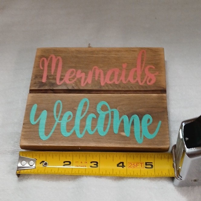 Marliyy Creations, LLC Wooden Hanging Wall Sign Mermaids Welcome 5×4.25″