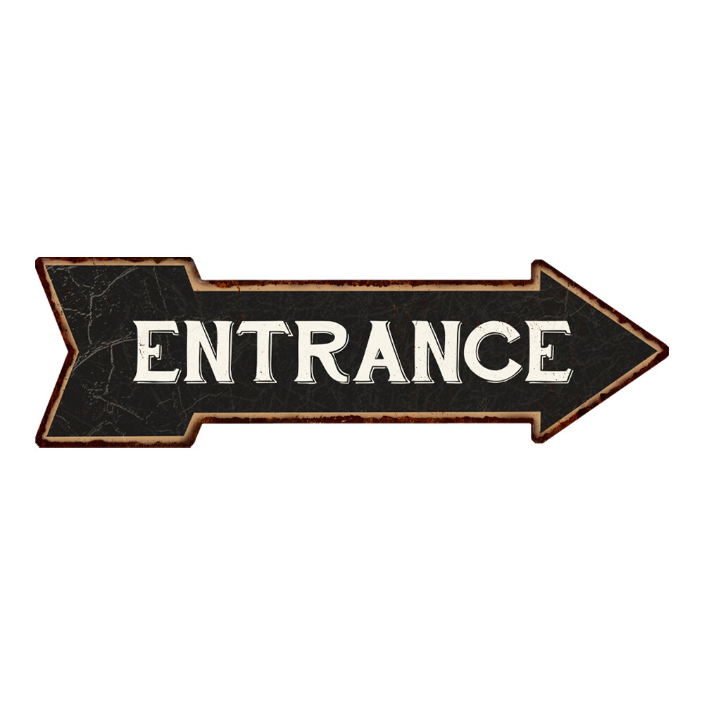 Entrance Black Rt Arrow Vintage Looking Metal Sign 5×17 205170003004