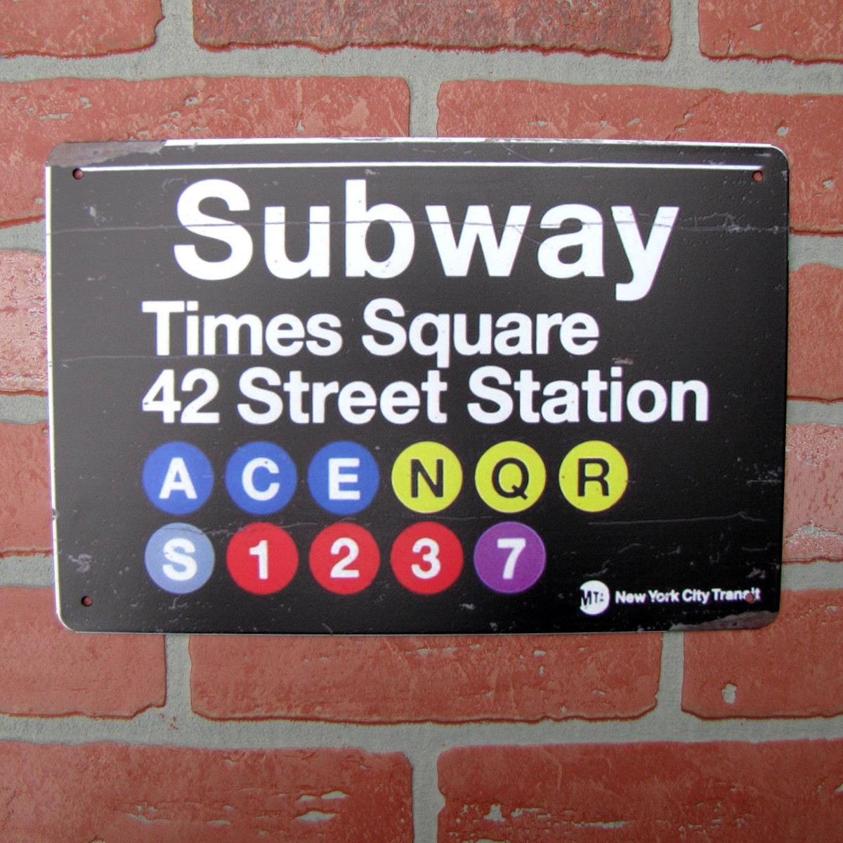 Retro Metal NYC Times Square Subway Sign New York City Man Cave Bar Pub Decor