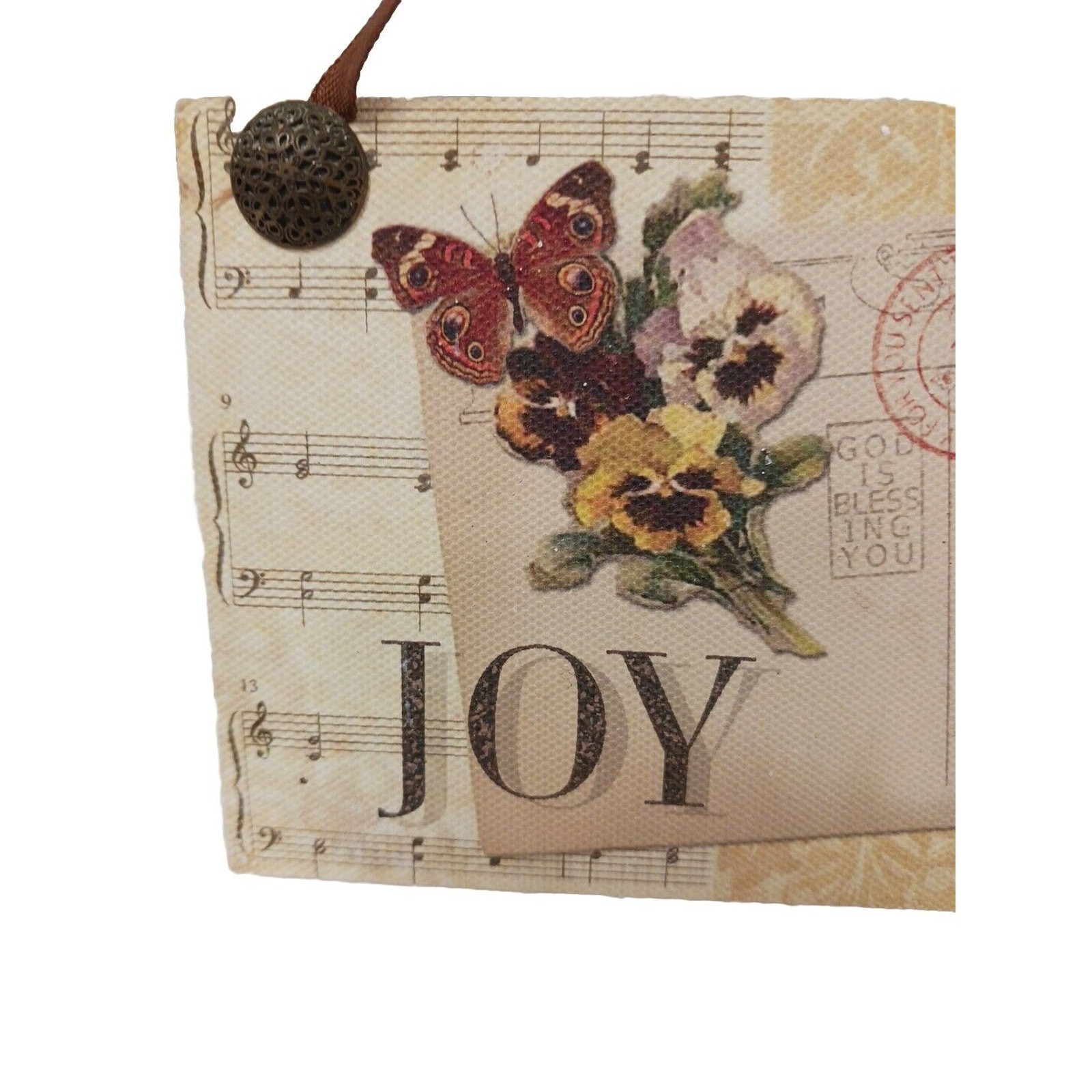 JOY Hanging Wall Decor Positive Bible Verse FLORAL Flower Postcard Butterfly Vnt