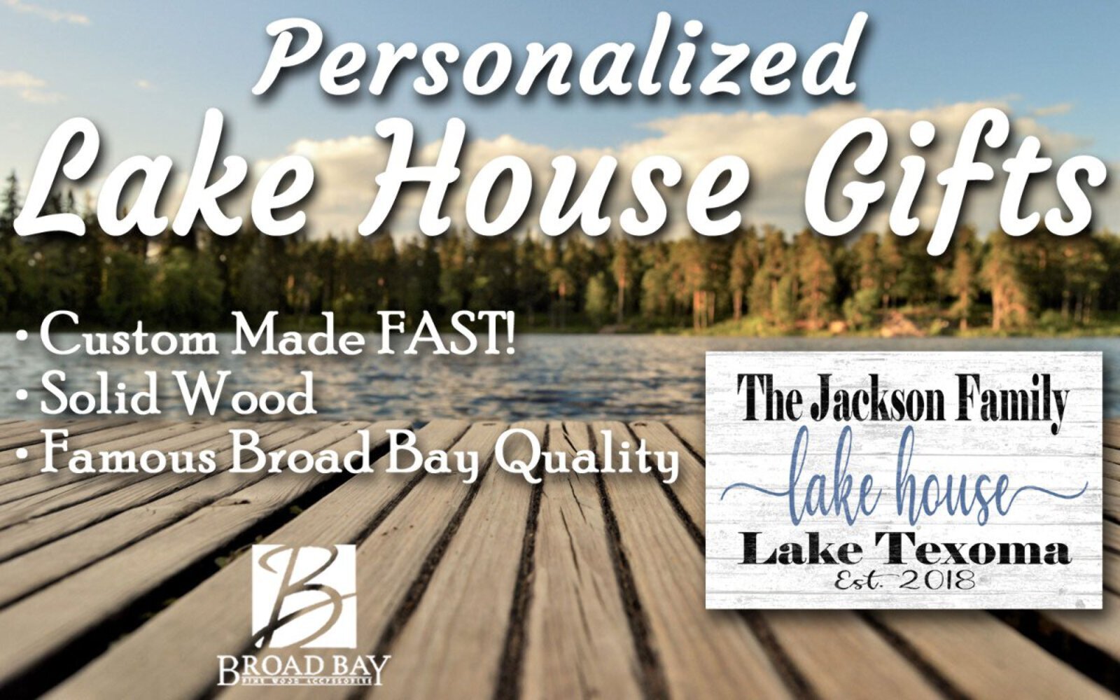 Custom Lake House Sign with Established Date – Solid Wood