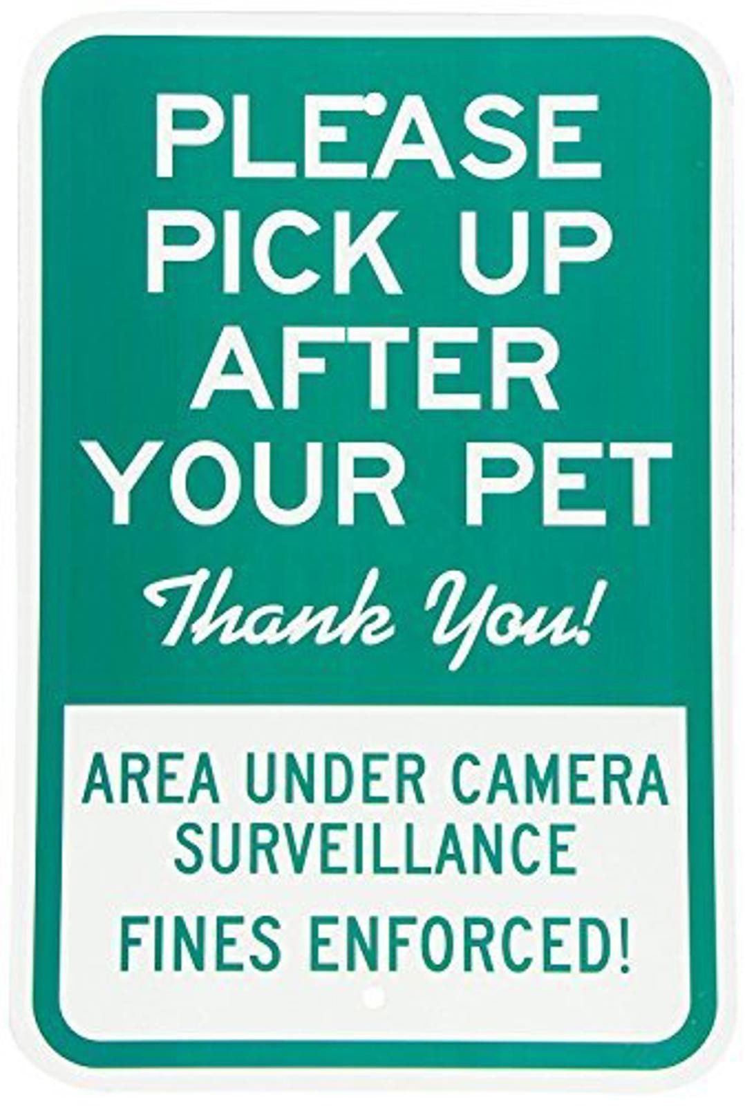 Pet Waste Sign Sticker Tiger Aluminum Sign 8×12 Green White Funny Street