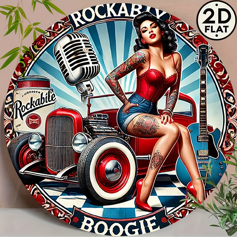 One Piece 2D Flat, Rock Boots, Retro Classic Round 8 Metal Tin Signs, Rock Band,