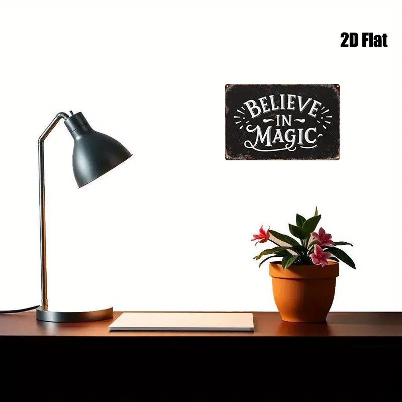 Metal Sign “Believe in Magic” 8X12 Inches Square Wall Art