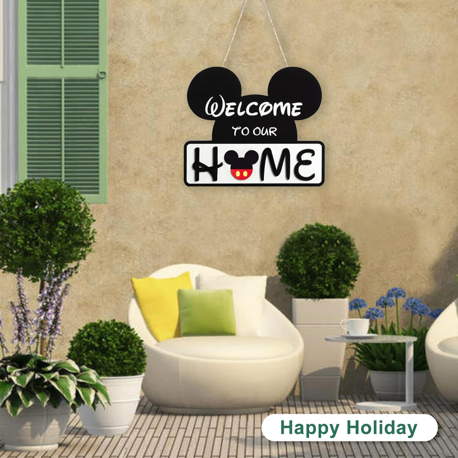 Cute Mouse Interchangeable Seasonal Welcome Door Sign for Front Door Decor, Inte