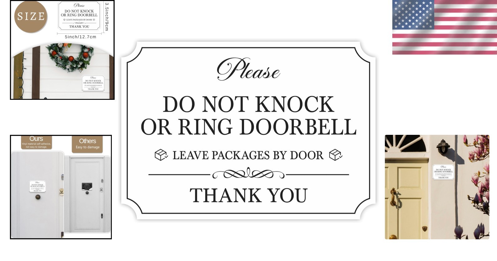 Stylish Waterproof Door Sign: Please No Soliciting – Vinyl with Adhesive Backing