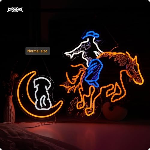 Large Cowboy Neon Wall Sign – Hip Hop Party Decor for Teen Room, Man Cave, Bar,