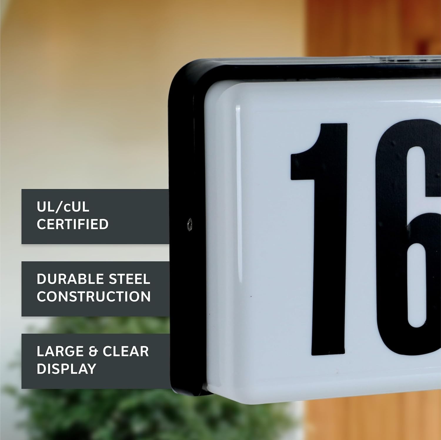 Lighted House Number Sign, 2-Light Outdoor Home Address Plaque, 10 Inch, Black,