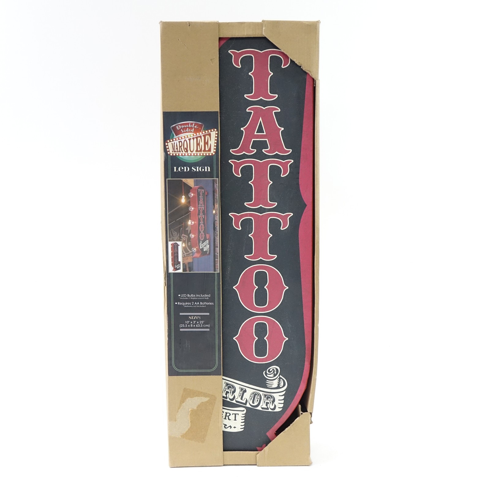 American Art Decor Vintage LED Marquee Wall Decor -Tattoo Parlor, 25” x 3” x