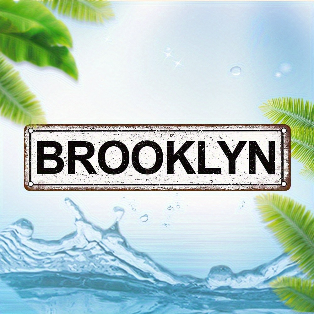 Brooklyn Metal Sign Vintage Rustic Wall Art Indoor/Outdoor Holiday Home Decor