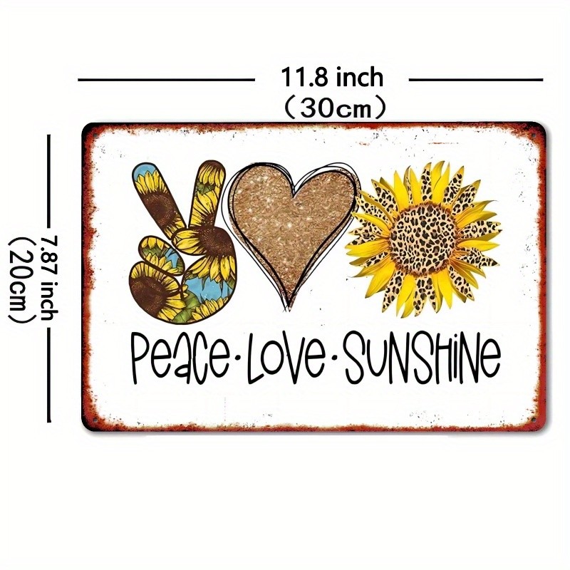 Peace Love Sunshine Retro Metal Sign Boho Hippie Wall Hanging Decoration Gift
