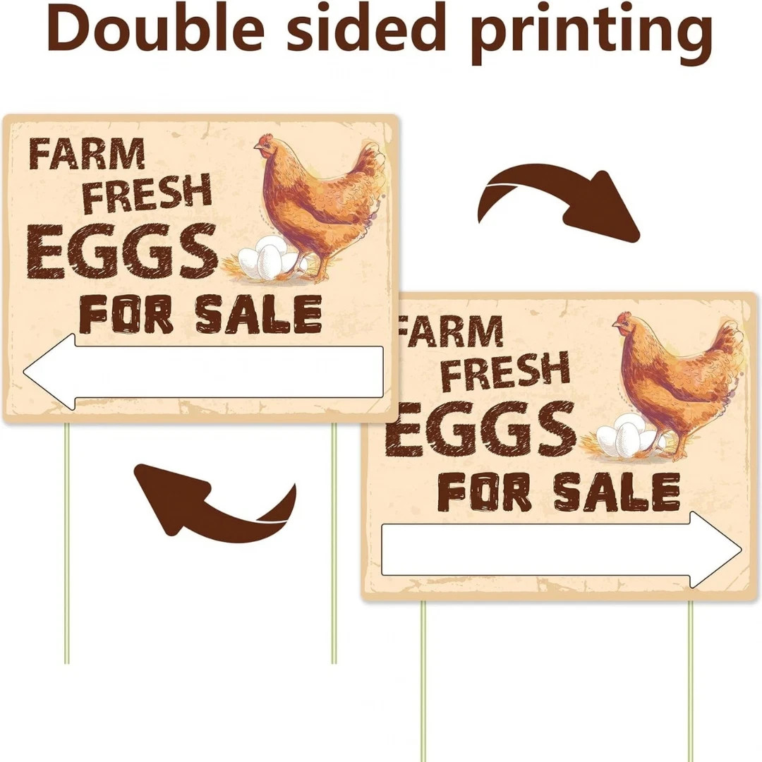 3Pcs Double Sided Farm Fresh Eggs Sign Eggs for Sale Sign Corrugated Plastic Fre