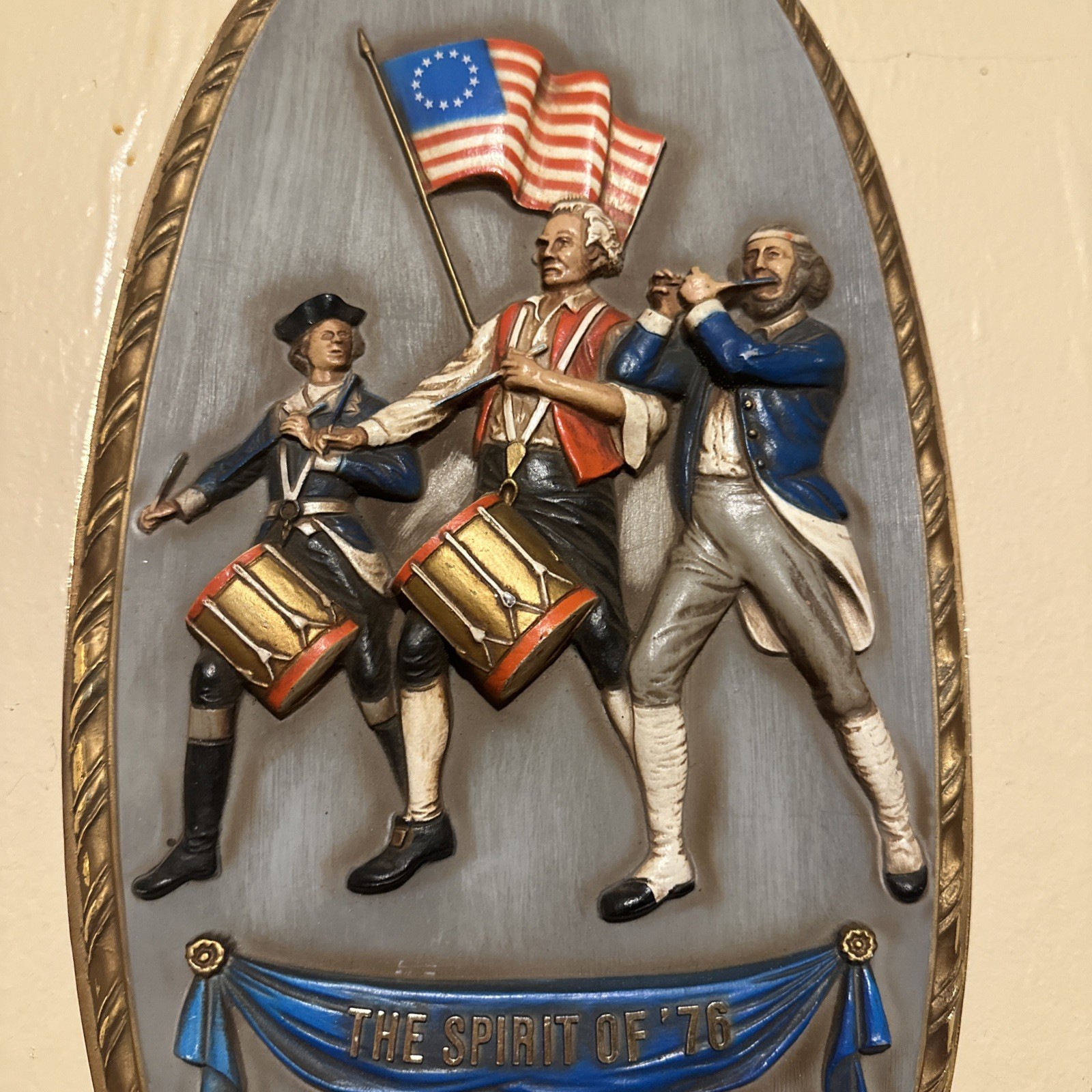 VINTAGE 1970 70s WALL HANGING SPIRIT OF 76 PATRIOTIC AMERICANA USA 250 PC-4312
