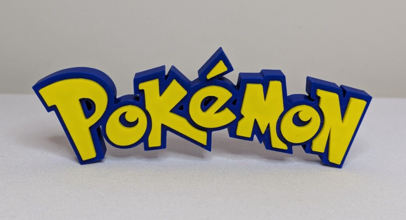 Pokemon SMALL DARK BLUE/YELLOW Logo Plaque Display